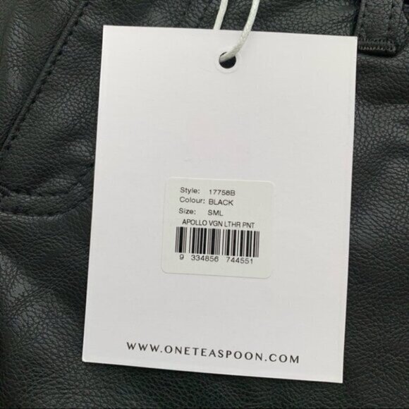 Free People One Teaspoon Pant Faux Leather Knee slit Straight Leg Black Size S - Picture 12 of 16